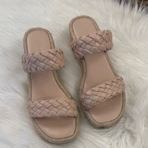 Nude strap wedge sandals